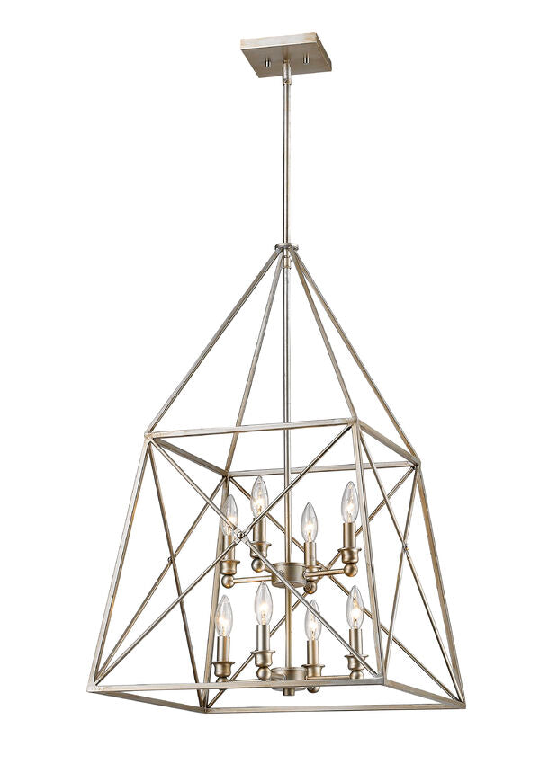 Z-Lite Trestle 20" 8-Light Antique Silver Steel Pendant Light