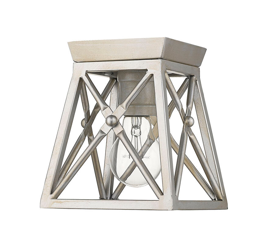 Z-Lite Trestle 6" 1-Light Antique Silver Steel Flush Mount Lighting