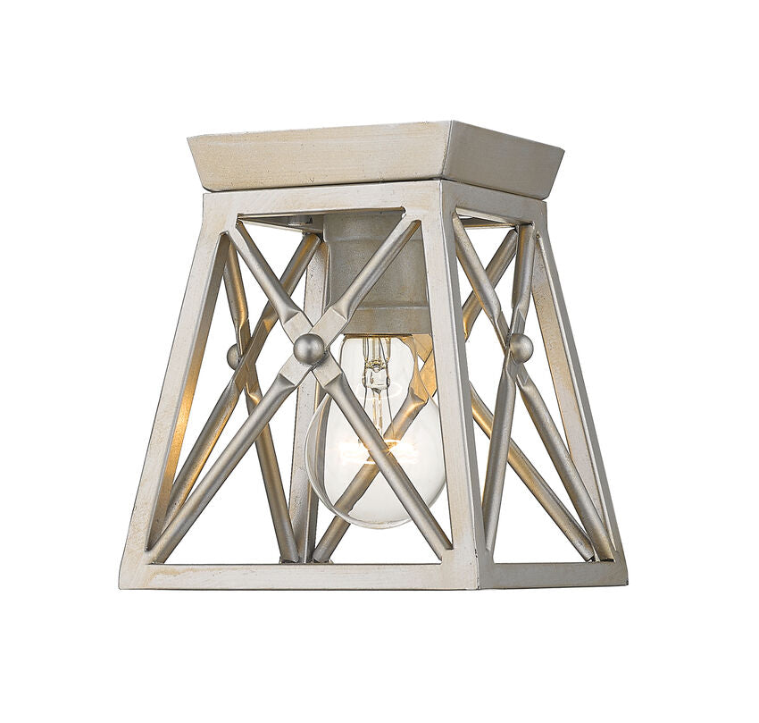 Z-Lite Trestle 6" 1-Light Antique Silver Steel Flush Mount Lighting