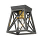 Z-Lite Trestle 6" 1-Light Matte Black and Olde Brass Steel Flush Mount Lighting