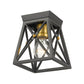 Z-Lite Trestle 6" 1-Light Matte Black and Olde Brass Steel Flush Mount Lighting