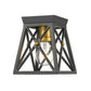 Z-Lite Trestle 6" 1-Light Matte Black and Olde Brass Steel Flush Mount Lighting