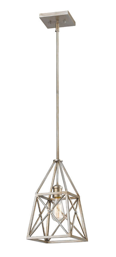 Z-Lite Trestle 8" 1-Light Antique Silver Steel Mini Pendant Light