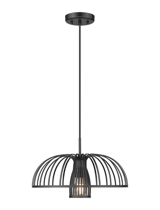 Z-Lite Valencia 16" 1-Light Matte Black Steel Pendant Light