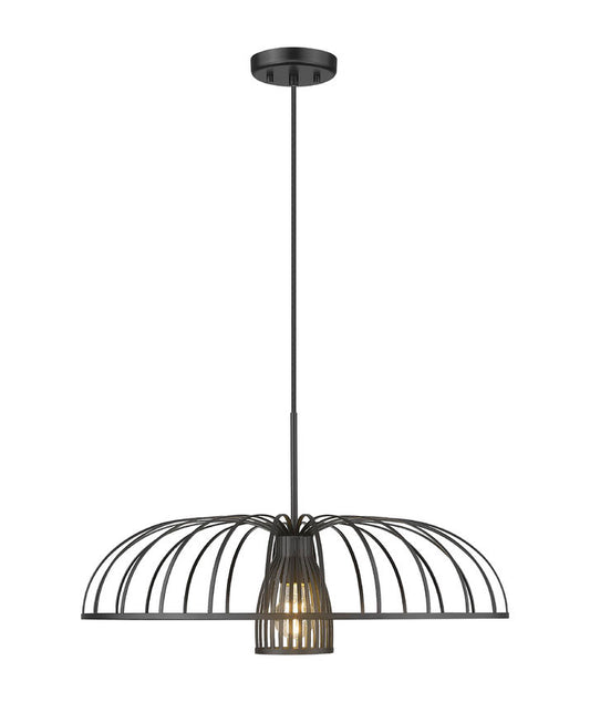 Z-Lite Valencia 24" 1-Light Matte Black Steel Pendant Light