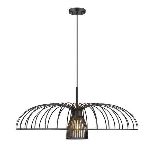 Z-Lite Valencia 35" 1-Light Matte Black Steel Pendant Light