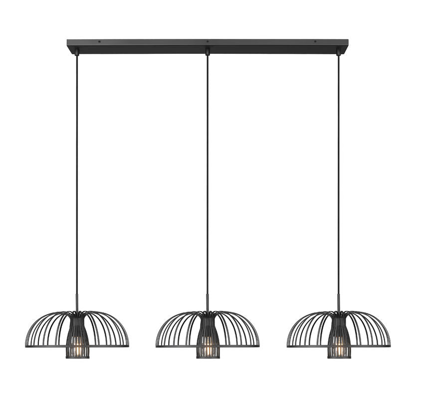 Z-Lite Valencia 56" 3-Light Matte Black Steel Linear Chandelier