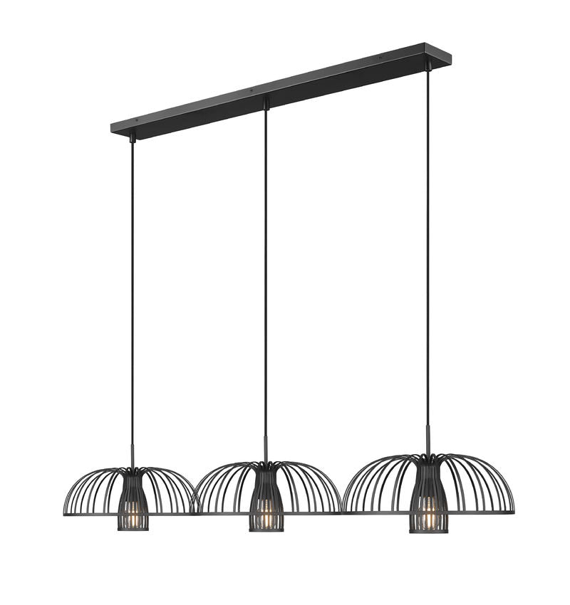 Z-Lite Valencia 56" 3-Light Matte Black Steel Linear Chandelier