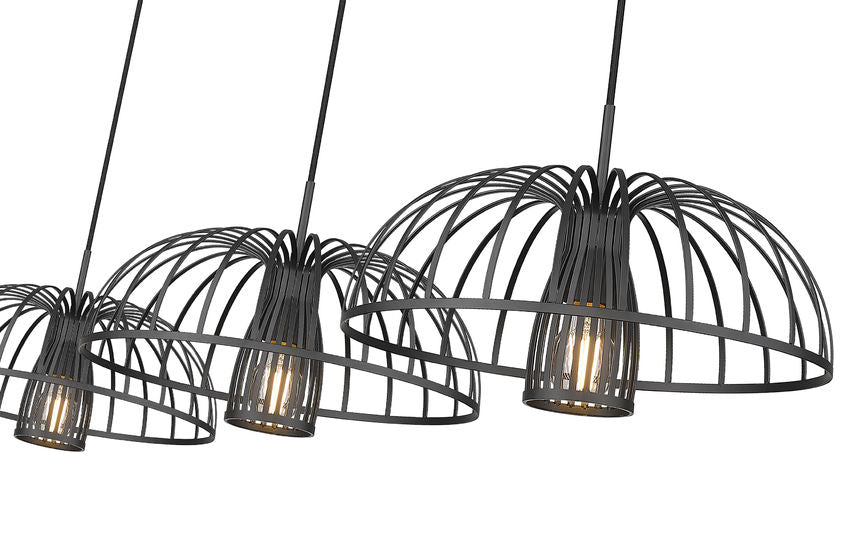 Z-Lite Valencia 56" 3-Light Matte Black Steel Linear Chandelier