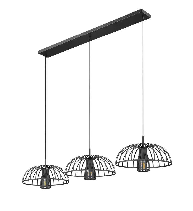 Z-Lite Valencia 56" 3-Light Matte Black Steel Linear Chandelier