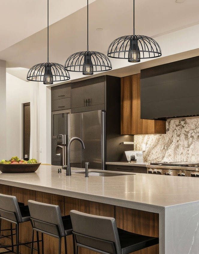 Z-Lite Valencia 56" 3-Light Matte Black Steel Linear Chandelier