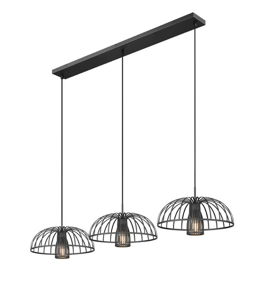 Z-Lite Valencia 56" 3-Light Matte Black Steel Linear Chandelier