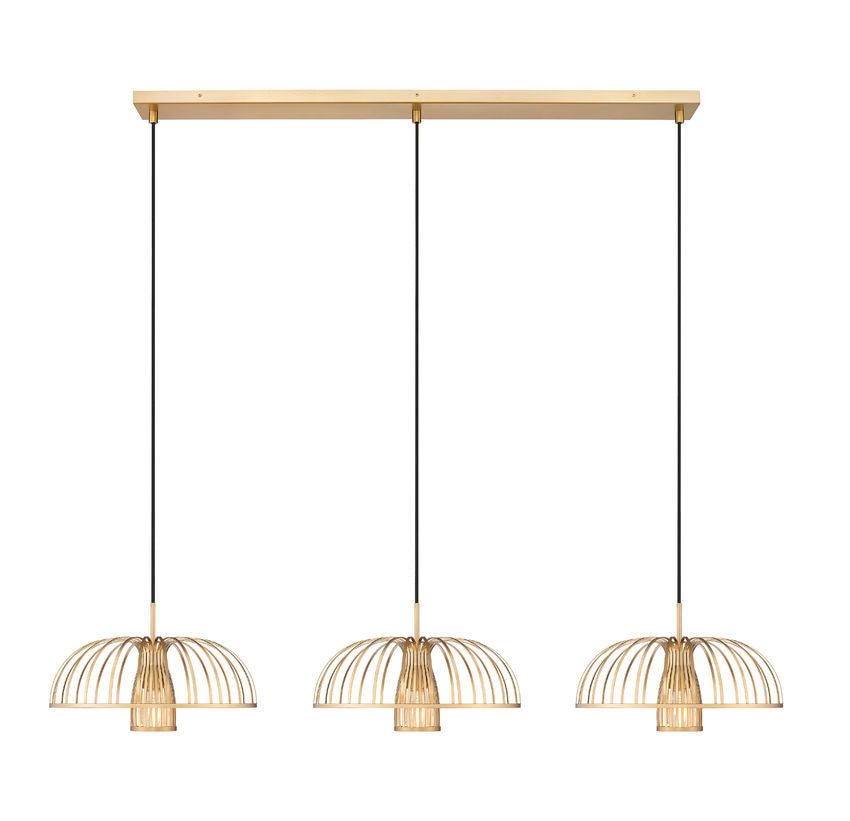Z-Lite Valencia 56" 3-Light Modern Gold Steel Linear Chandelier