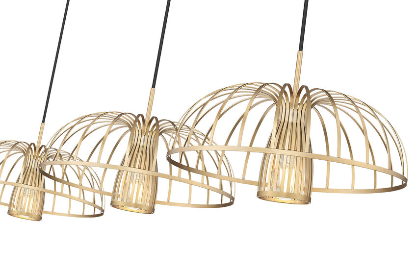 Z-Lite Valencia 56" 3-Light Modern Gold Steel Linear Chandelier