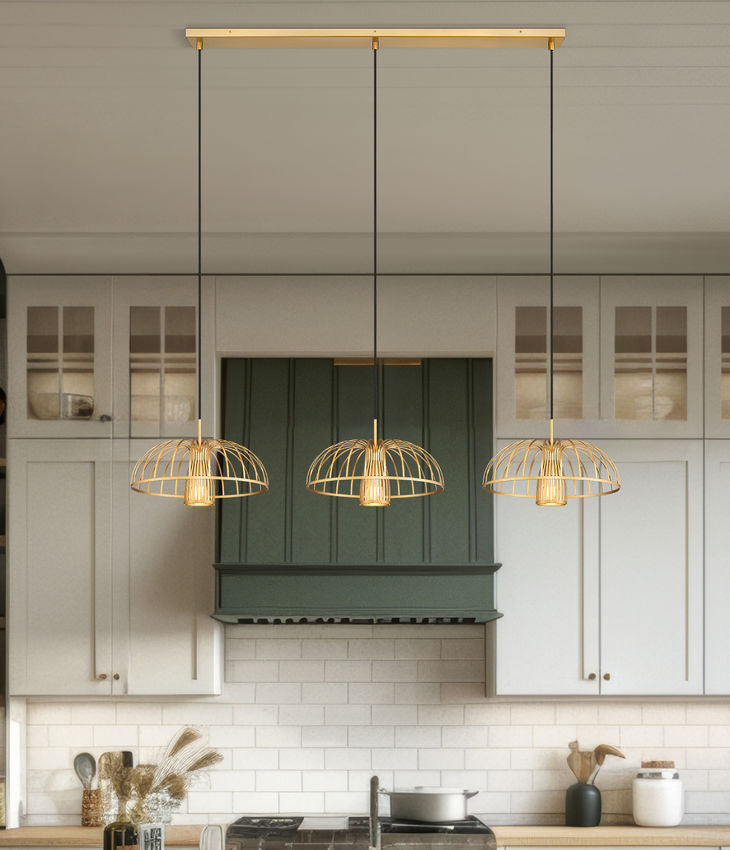 Z-Lite Valencia 56" 3-Light Modern Gold Steel Linear Chandelier