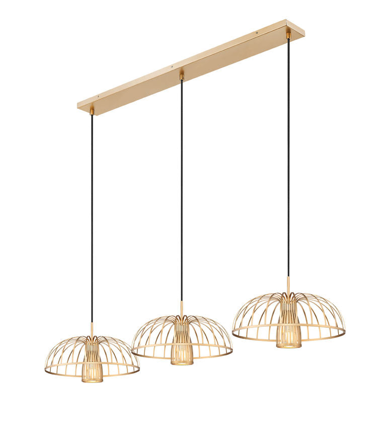Z-Lite Valencia 56" 3-Light Modern Gold Steel Linear Chandelier