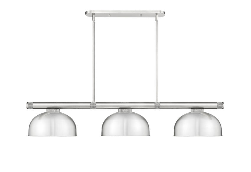Z-Lite Vanguard 3050-3BN-D13BN 59" 3-Light Brushed Nickel Steel and Aluminum Frame Brushed Nickel Steel Shade Billiard Light