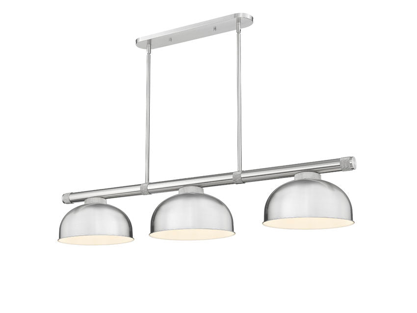 Z-Lite Vanguard 3050-3BN-D13BN 59" 3-Light Brushed Nickel Steel and Aluminum Frame Brushed Nickel Steel Shade Billiard Light