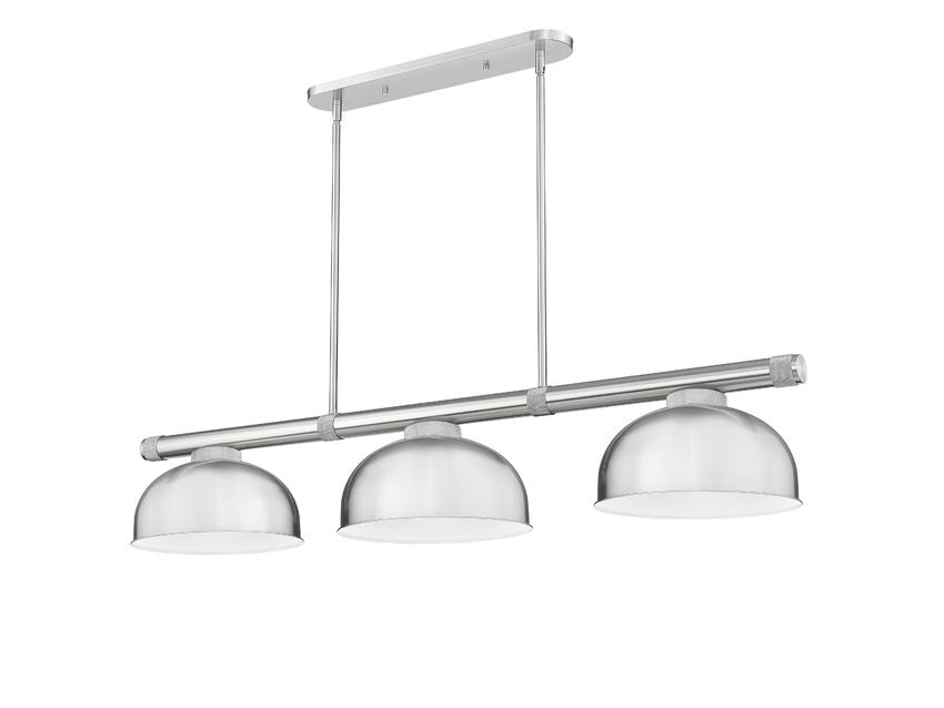 Z-Lite Vanguard 3050-3BN-D13BN 59" 3-Light Brushed Nickel Steel and Aluminum Frame Brushed Nickel Steel Shade Billiard Light