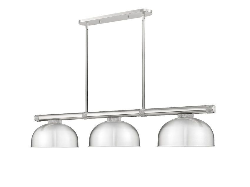 Z-Lite Vanguard 3050-3BN-D13BN 59" 3-Light Brushed Nickel Steel and Aluminum Frame Brushed Nickel Steel Shade Billiard Light
