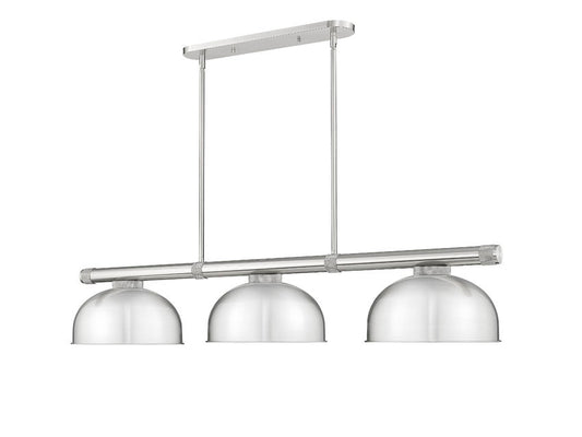Z-Lite Vanguard 3050-3BN-D13BN 59" 3-Light Brushed Nickel Steel and Aluminum Frame Brushed Nickel Steel Shade Billiard Light