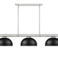Z-Lite Vanguard 3050-3BN-D13MB 59" 3-Light Brushed Nickel Steel and Aluminum Frame Matte Black Steel Shade Billiard Light