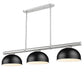 Z-Lite Vanguard 3050-3BN-D13MB 59" 3-Light Brushed Nickel Steel and Aluminum Frame Matte Black Steel Shade Billiard Light