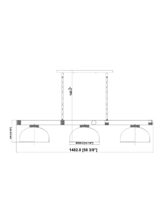 Z-Lite Vanguard 3050-3BN-D13MB 59" 3-Light Brushed Nickel Steel and Aluminum Frame Matte Black Steel Shade Billiard Light