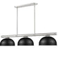 Z-Lite Vanguard 3050-3BN-D13MB 59" 3-Light Brushed Nickel Steel and Aluminum Frame Matte Black Steel Shade Billiard Light