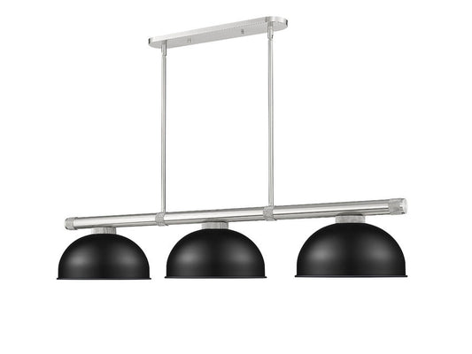 Z-Lite Vanguard 3050-3BN-D13MB 59" 3-Light Brushed Nickel Steel and Aluminum Frame Matte Black Steel Shade Billiard Light