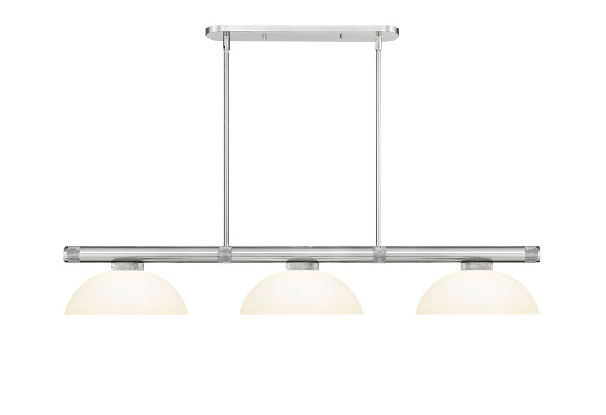 Z-Lite Vanguard 3050-3BN-DMO14 59" 3-Light Brushed Nickel Steel and Aluminum Frame Matte Opal Glass Shade Billiard Light