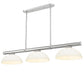 Z-Lite Vanguard 3050-3BN-DMO14 59" 3-Light Brushed Nickel Steel and Aluminum Frame Matte Opal Glass Shade Billiard Light