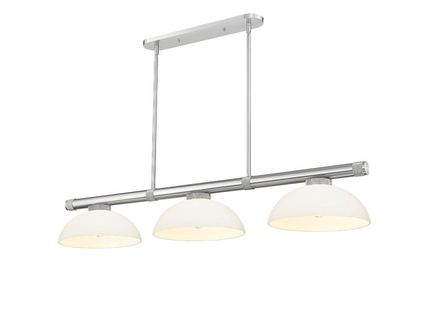 Z-Lite Vanguard 3050-3BN-DMO14 59" 3-Light Brushed Nickel Steel and Aluminum Frame Matte Opal Glass Shade Billiard Light