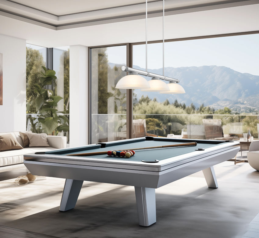 Z-Lite Vanguard 3050-3BN-DMO14 59" 3-Light Brushed Nickel Steel and Aluminum Frame Matte Opal Glass Shade Billiard Light