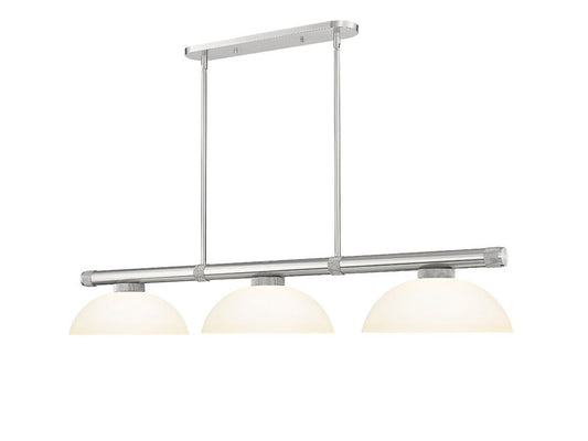 Z-Lite Vanguard 3050-3BN-DMO14 59" 3-Light Brushed Nickel Steel and Aluminum Frame Matte Opal Glass Shade Billiard Light
