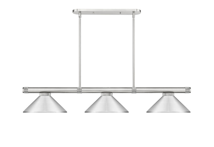 Z-Lite Vanguard 3050-3BN-MB15 59" 3-Light Brushed Nickel Steel and Aluminum Billiard Light