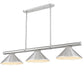 Z-Lite Vanguard 3050-3BN-MB15 59" 3-Light Brushed Nickel Steel and Aluminum Billiard Light