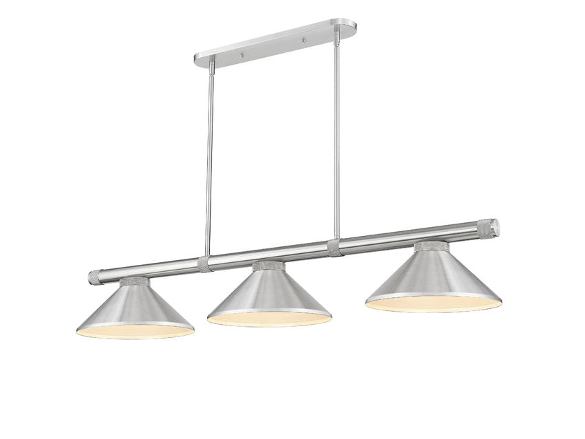 Z-Lite Vanguard 3050-3BN-MB15 59" 3-Light Brushed Nickel Steel and Aluminum Billiard Light