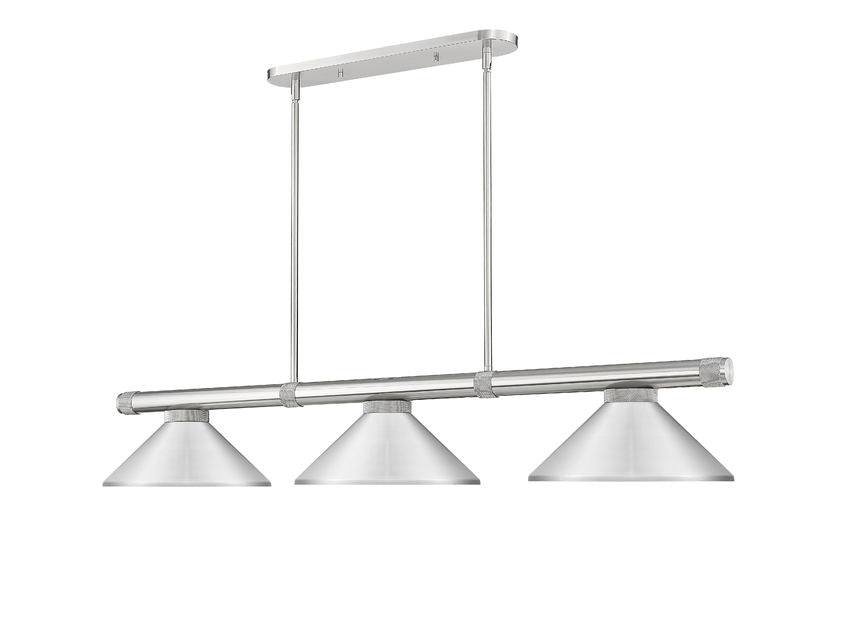 Z-Lite Vanguard 3050-3BN-MB15 59" 3-Light Brushed Nickel Steel and Aluminum Billiard Light