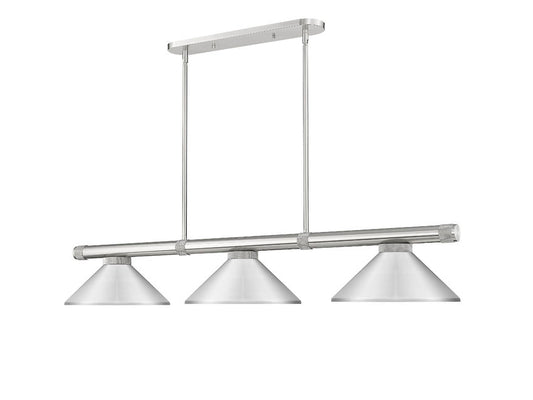 Z-Lite Vanguard 3050-3BN-MB15 59" 3-Light Brushed Nickel Steel and Aluminum Billiard Light