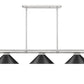 Z-Lite Vanguard 3050-3BN-MB15 59" 3-Light Brushed Nickel Steel and Aluminum Frame Matte Black Steel Shade Billiard Light