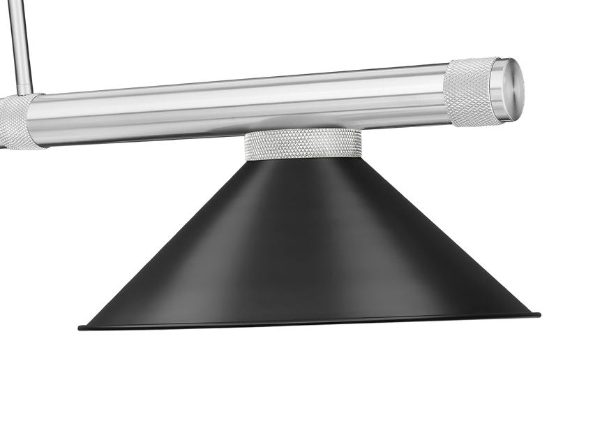 Z-Lite Vanguard 3050-3BN-MB15 59" 3-Light Brushed Nickel Steel and Aluminum Frame Matte Black Steel Shade Billiard Light
