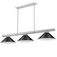 Z-Lite Vanguard 3050-3BN-MB15 59" 3-Light Brushed Nickel Steel and Aluminum Frame Matte Black Steel Shade Billiard Light