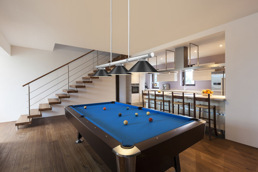 Z-Lite Vanguard 3050-3BN-MB15 59" 3-Light Brushed Nickel Steel and Aluminum Frame Matte Black Steel Shade Billiard Light