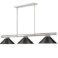 Z-Lite Vanguard 3050-3BN-MB15 59" 3-Light Brushed Nickel Steel and Aluminum Frame Matte Black Steel Shade Billiard Light