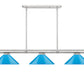 Z-Lite Vanguard 3050-3BN-MEB 59" 3-Light Brushed Nickel Steel and Aluminum Frame Electric Blue Steel Shade Billiard Light