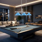 Z-Lite Vanguard 3050-3BN-MEB 59" 3-Light Brushed Nickel Steel and Aluminum Frame Electric Blue Steel Shade Billiard Light