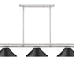 Z-Lite Vanguard 3050-3BN-MMB 59" 3-Light Brushed Nickel Steel and Aluminum Frame Matte Black Steel Shade Billiard Light