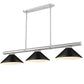 Z-Lite Vanguard 3050-3BN-MMB 59" 3-Light Brushed Nickel Steel and Aluminum Frame Matte Black Steel Shade Billiard Light