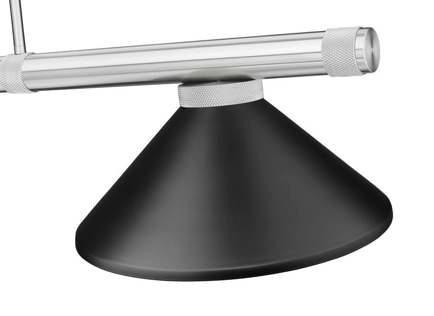 Z-Lite Vanguard 3050-3BN-MMB 59" 3-Light Brushed Nickel Steel and Aluminum Frame Matte Black Steel Shade Billiard Light